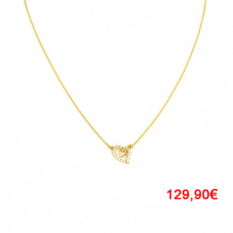 Gargantilla oro amarillo 18kts corazón circonitas