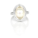 Anillo oro blanco de 18 kilates perla