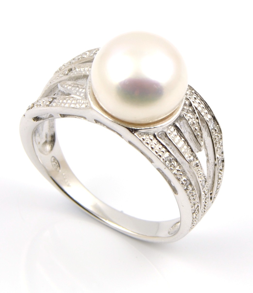 Anillo plata perla