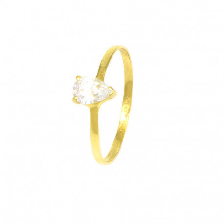 Anillo oro 18 kilates circonita lágrima