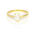 Anillo oro 18 kilates circonita lágrima