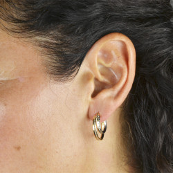 Pendientes aros oro 18 kts bicolor circonitas