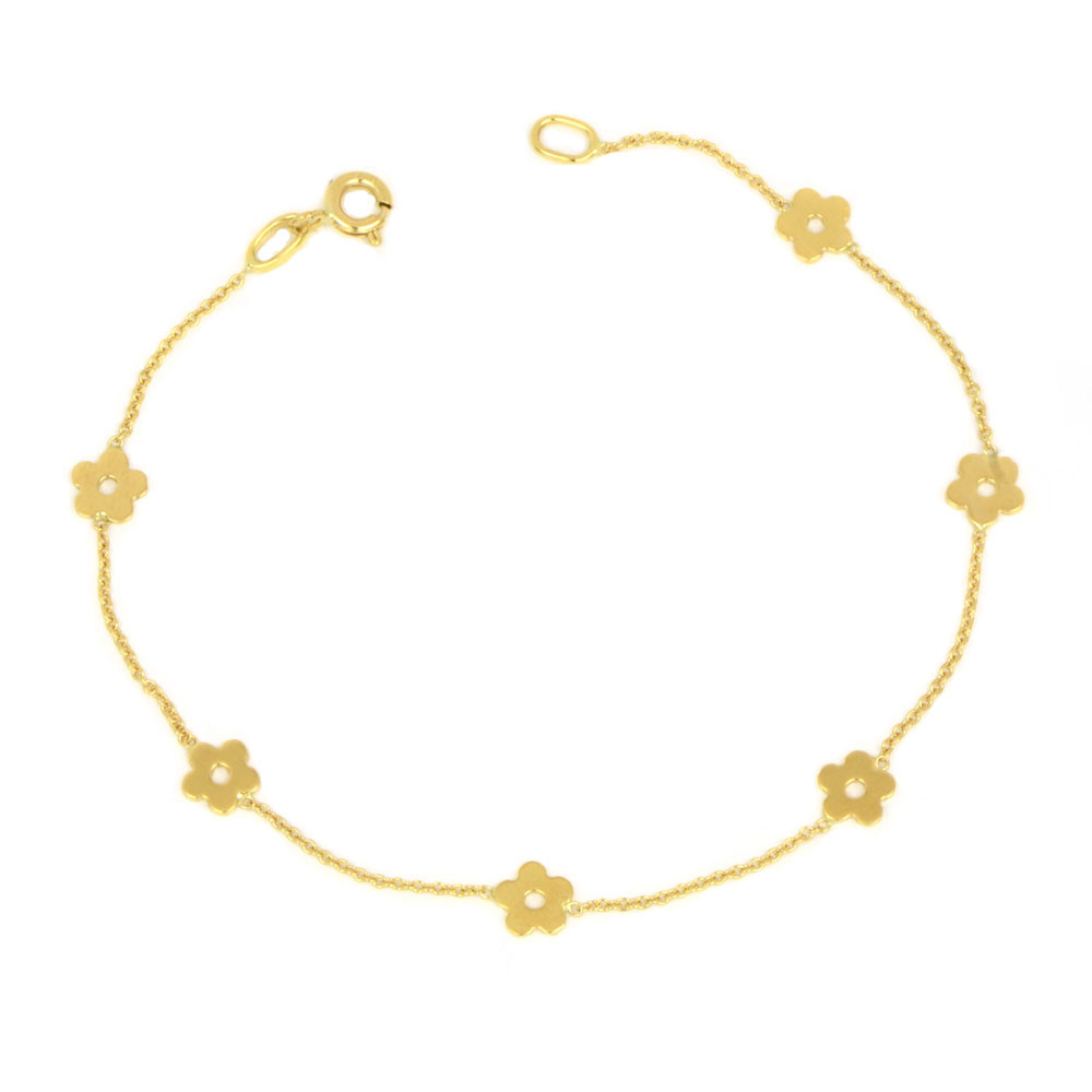 Pulsera oro 18 kts flores mujer