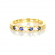 Anillo oro 18 Kts diamantes y zafiros azules