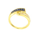 ANILLO ORO AMARILLO 18 KTS CON DIAMANTES Y ZAFIROS