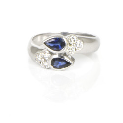 ANELL OR GROC 18 KTS AMB DIAMANTS I SAFIRS