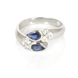 ANILLO ORO AMARILLO 18 KTS CON DIAMANTES Y ZAFIROS