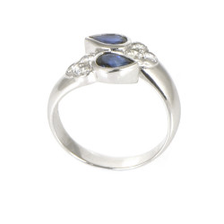 ANILLO ORO AMARILLO 18 KTS CON DIAMANTES Y ZAFIROS