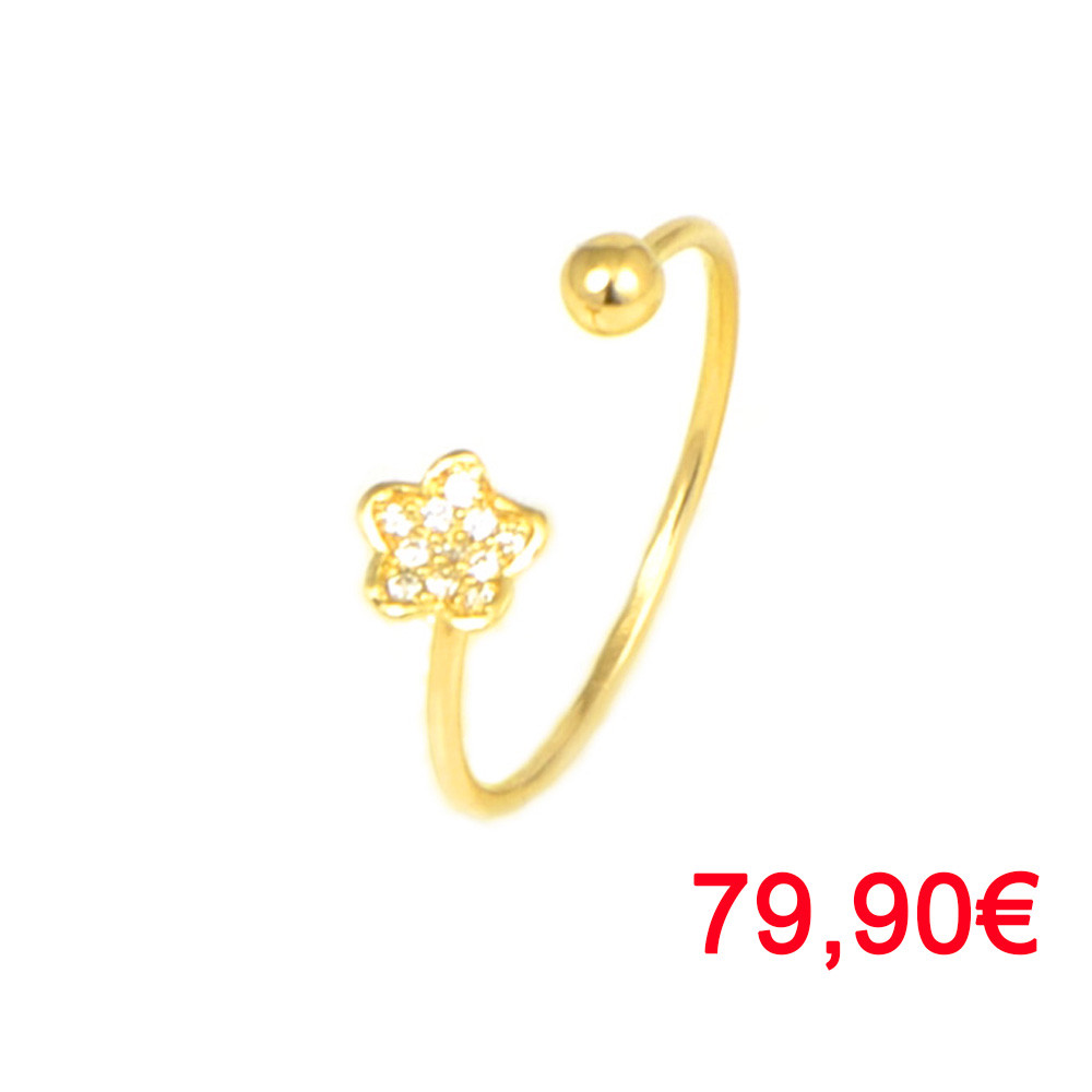 Anillo oro amarillo 18 kilates flor