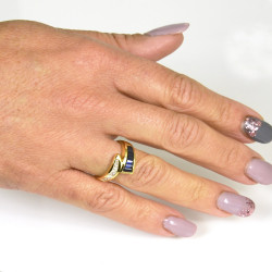 ANELL OR GROC 18 KTS AMB DIAMANTS I SAFIRS