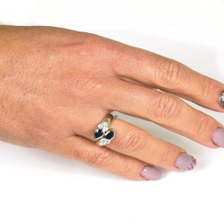 ANILLO ORO AMARILLO 18 KTS CON DIAMANTES Y ZAFIROS