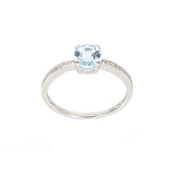 Anell or blanc 18 quirats topaci i diamants