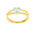 Sortija oro amarillo corazón piedra azul