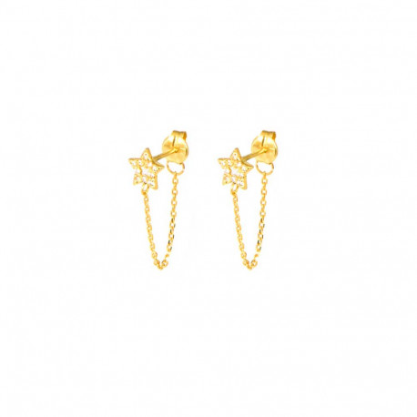Pendientes oro amarillo 18 kts largos estrellas