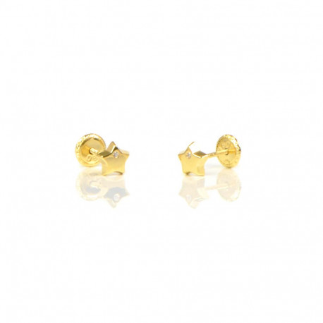 Pendientes oro 18 kts amarillo estrellas circonita