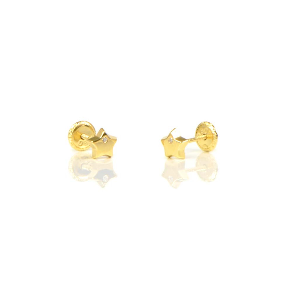 Pendientes oro 18 kts amarillo estrellas circonita