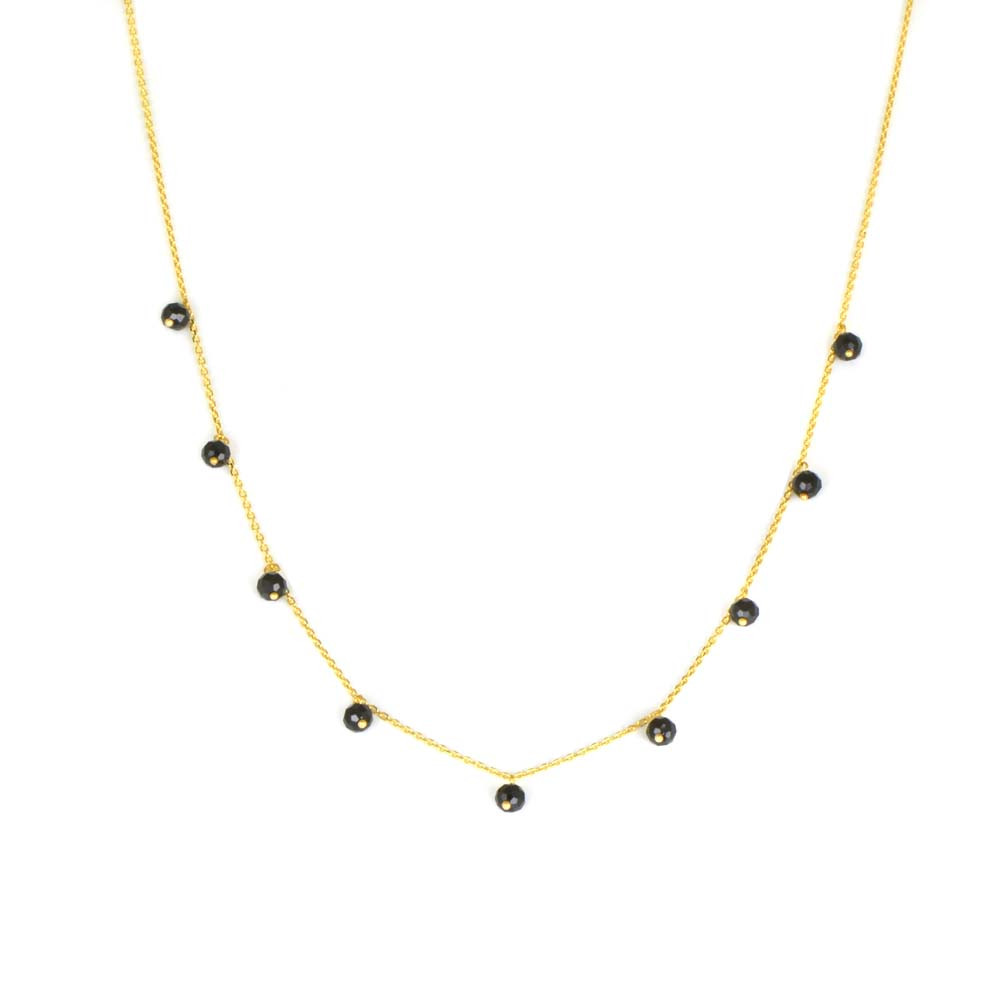 Collaret  d'or groc 18 KTS espinelas negras