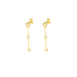 Pendientes oro amarillo 18 kts largos estrellas