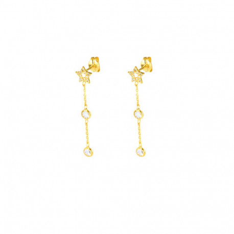 Pendientes oro amarillo 18 kts largos estrellas