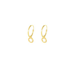 Pendientes aros oro  18 kts flor