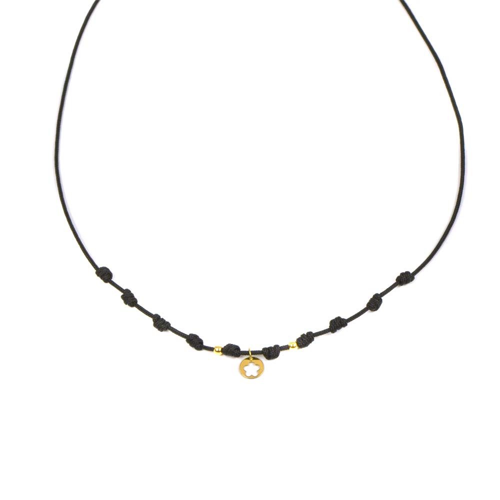 Collaret macramé d'or  18 KTS  flor