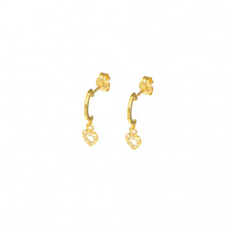 Pendientes oro 18 kts corazón y circonitas