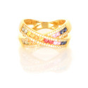 Anillo oro 18 kilates diamantes y zafiros