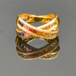 Anillo oro 18 kilates diamantes y zafiros