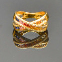 Anillo oro 18 kilates diamantes y zafiros