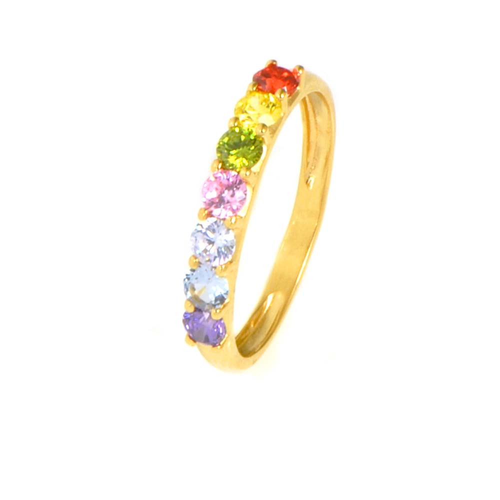 Anillo piedras multicolor oro 18 kilates