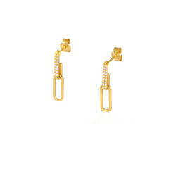 Pendientes eslabón click oro 18 kts largos