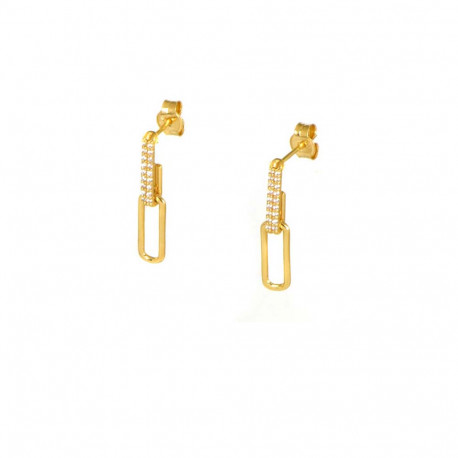 Pendientes eslabón click oro 18 kts largos