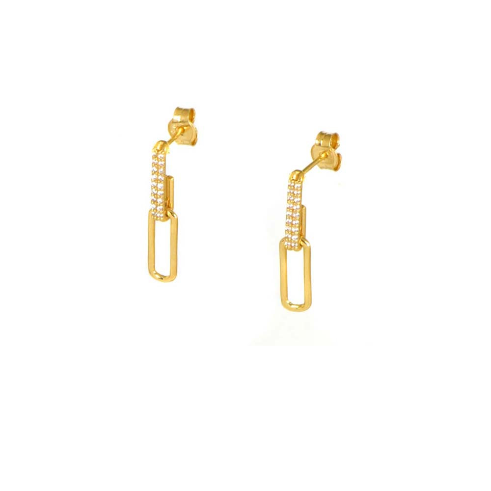 Pendientes eslabón click oro 18 kts largos