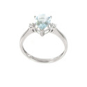 Anell aigua marina i diamants or blanc 18 quirats