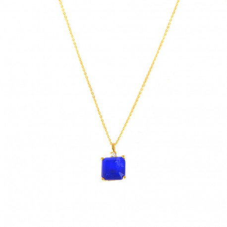 Gargantilla cuarzo azul oro 18kts