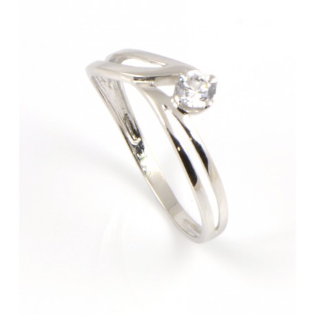 Anillo de compromiso oro blanco 18 kts y circonita