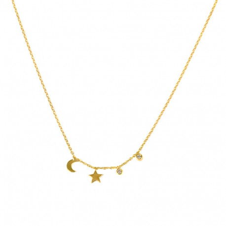 Gargantilla oro 18kts diamantes luna y estrella