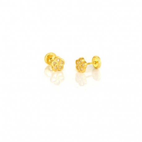 Pendientes oro 18 kts amarillo flor nácar