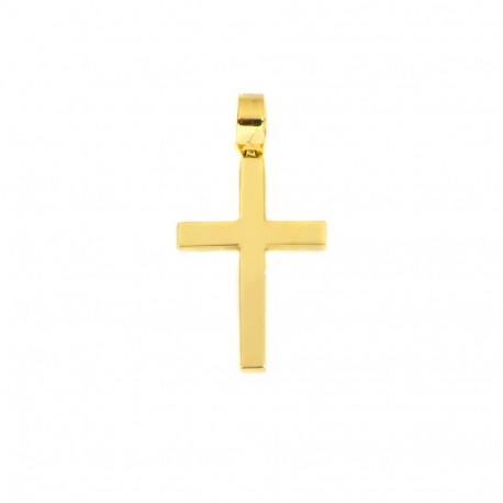 cruz lisa de oro 18 kts.