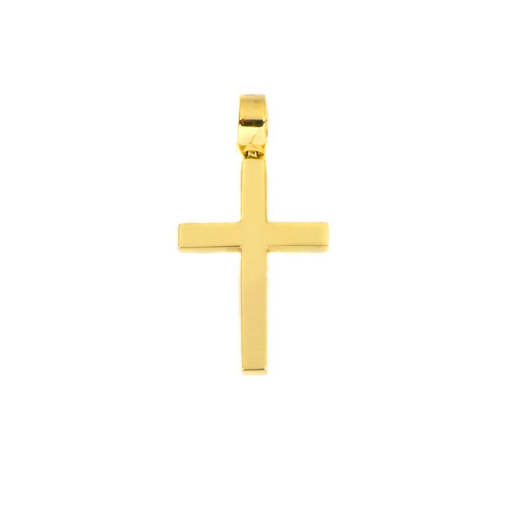 cruz lisa de oro 18 kts.