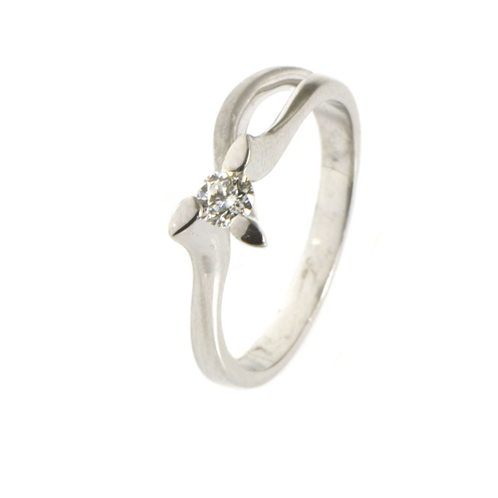 Anillo oro blanco 18 kilates y diamante