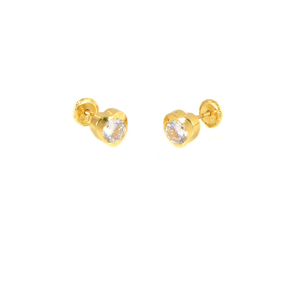 Pendientes oro 18 kts  corazón circonita