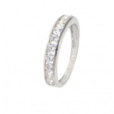 Anell or blanc 18 quirats circonites