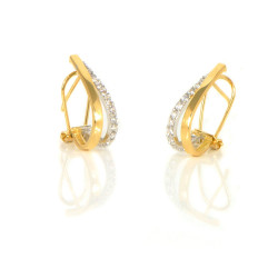 Pendientes oro 18 kts bicolor circonitas
