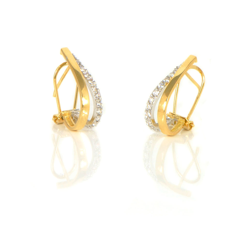 Pendientes oro 18 kts bicolor circonitas