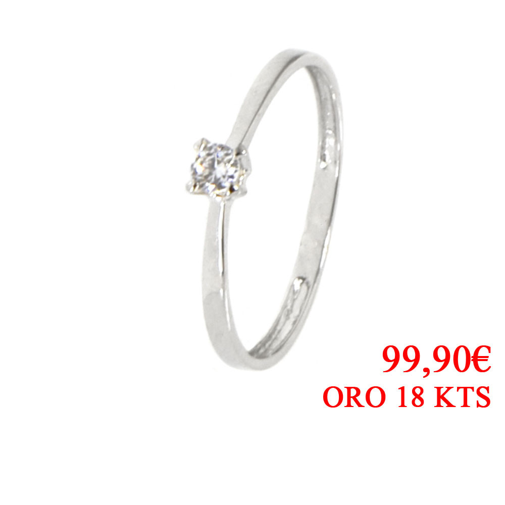 Anillo oro blanco 18 kilates circonita