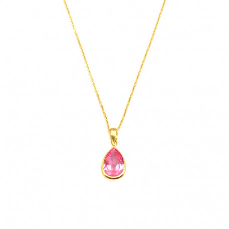 Gargantilla fabricada oro amarillo de 18 kts  lágrima rosa