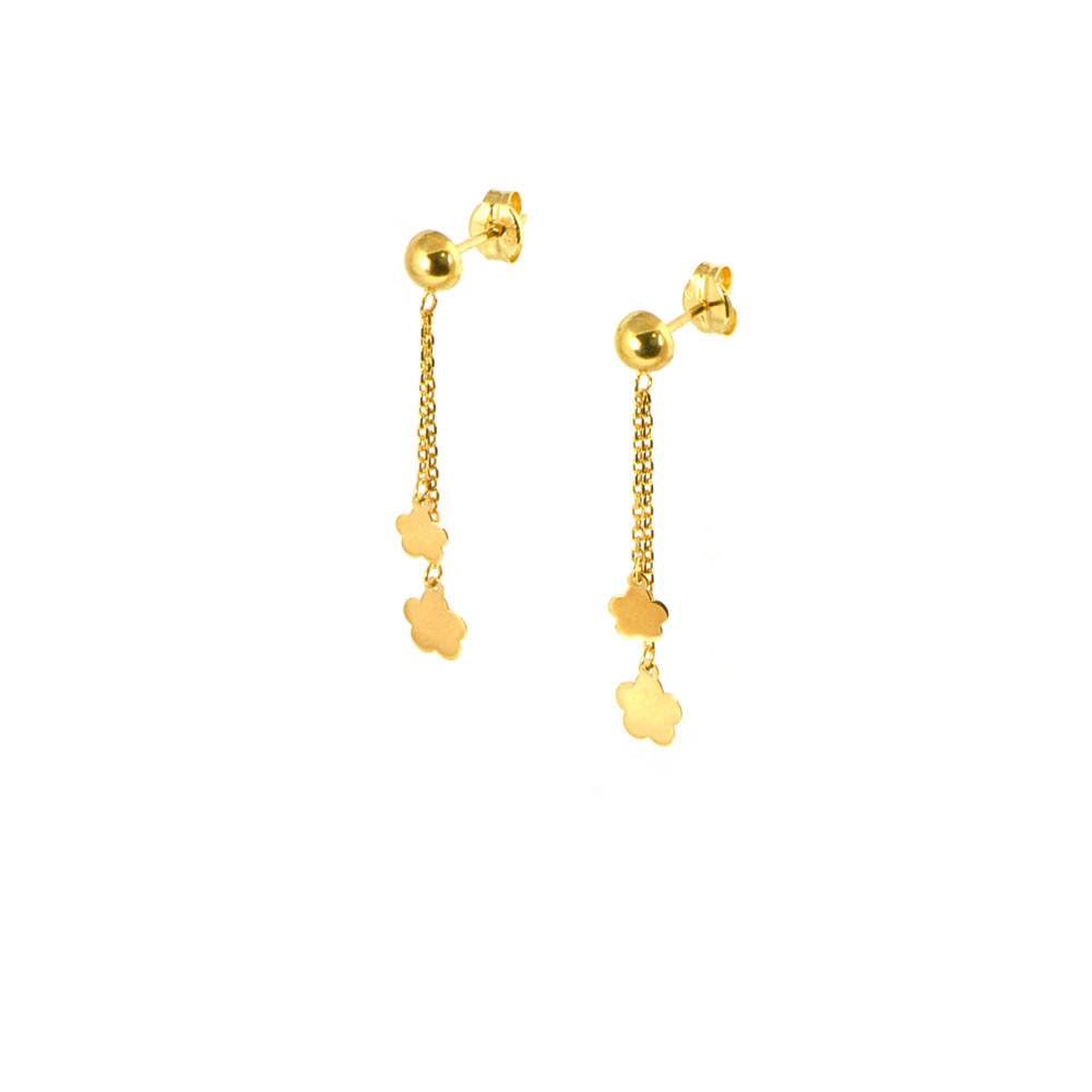 Pendientes oro amarillo 18 kts flores