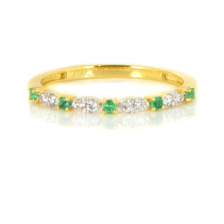 Anillo oro 18 Kts diamantes y esmeraldas