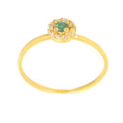 ANELL OR  18 KTS AMB DIAMANT I MARAGDA